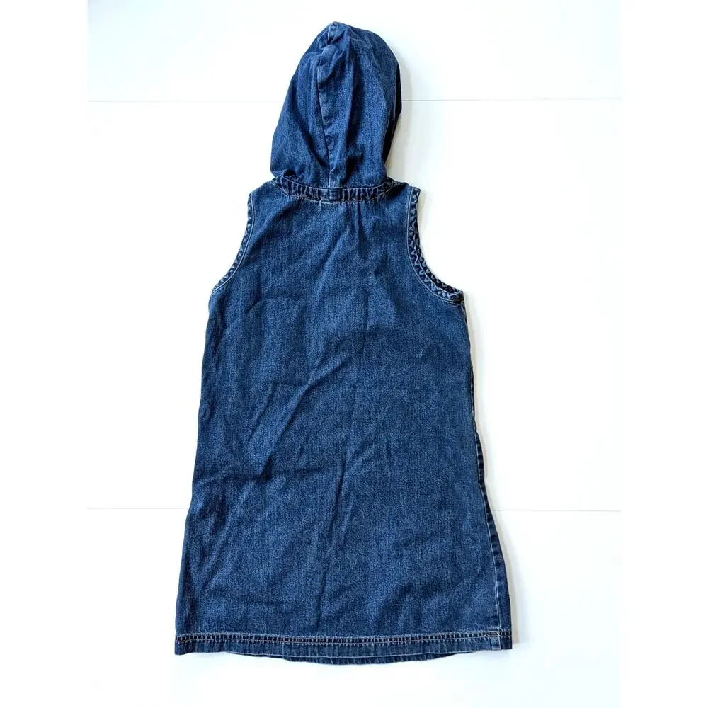 Vintage 90s GAP Girls Denim Hoodie Jumper Dress | Kangaroo Pocket | Size L 10-12